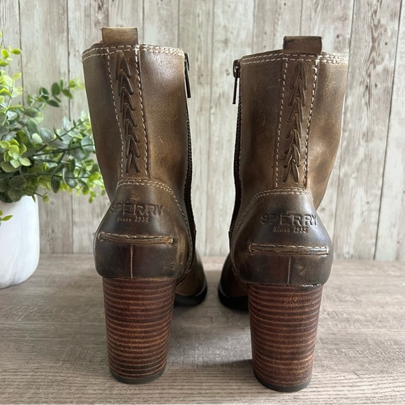 Sperry Top-Sider Womens Dasher Grace Brown Ankle Leather Boots 8.5 Almond Toe - Picture 4 of 6